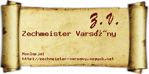 Zechmeister Varsány névjegykártya
